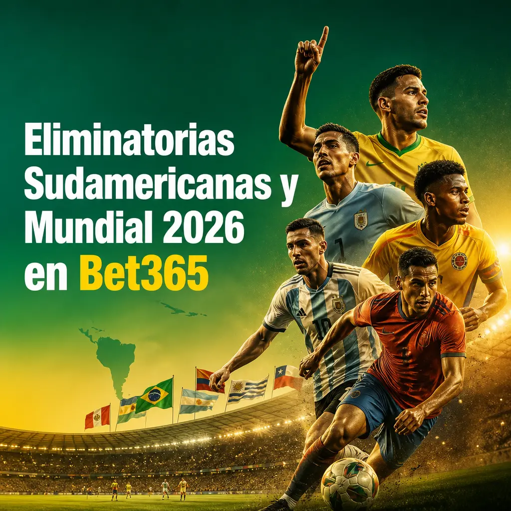 Apostá en Bet365 a las Eliminatorias Sudamericanas y el Mundial 2026: resultados, clasificados, goles y más mercados en vivo.